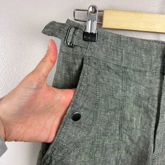 Athleta Voyager Linen Pant Size 0 Aspen Olive Green Minimal Beach Coastal - Picture 4 of 8